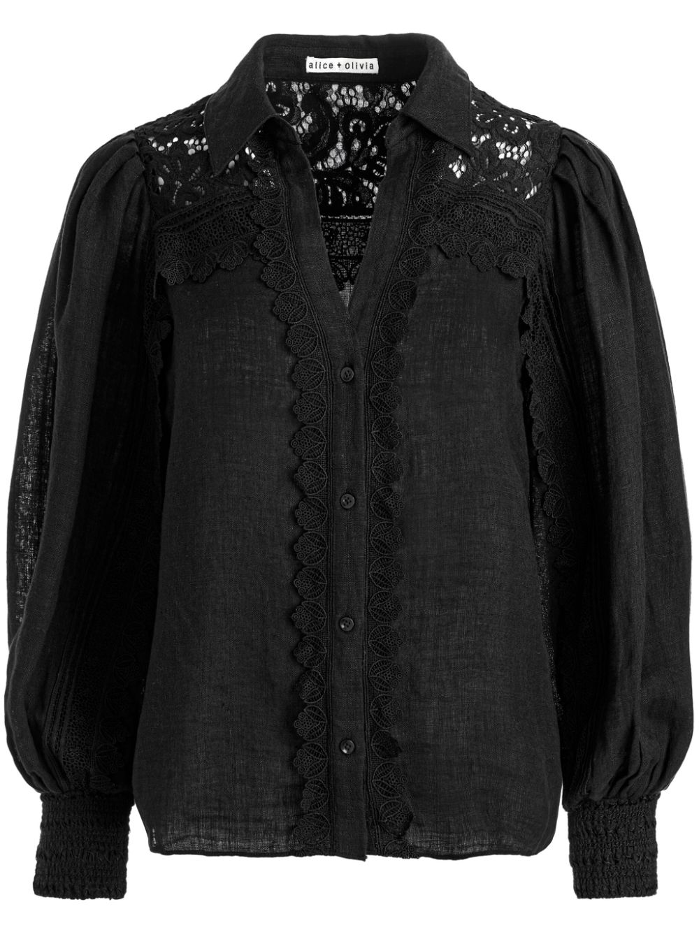 alice + olivia Venty linen shirt - Black von alice + olivia