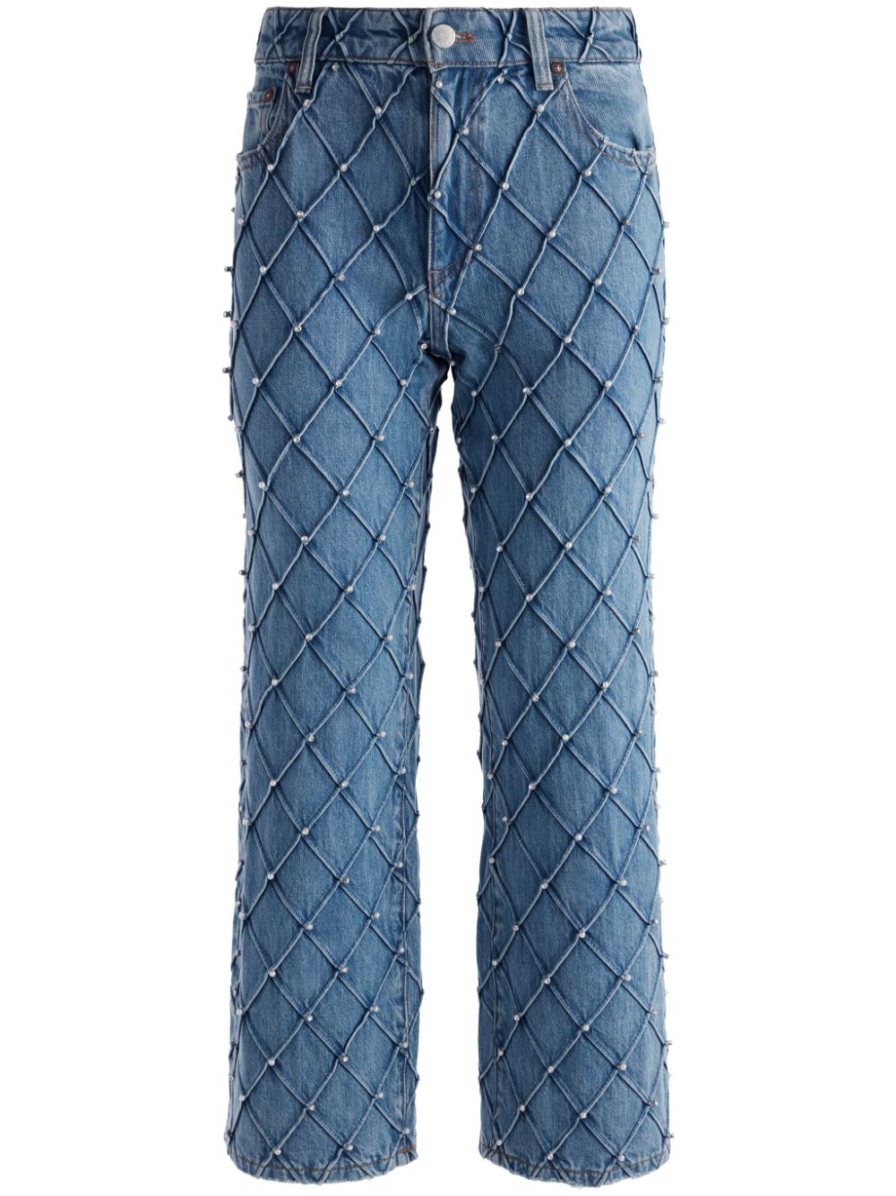 alice + olivia Weezy quilted cropped jeans - Blue von alice + olivia
