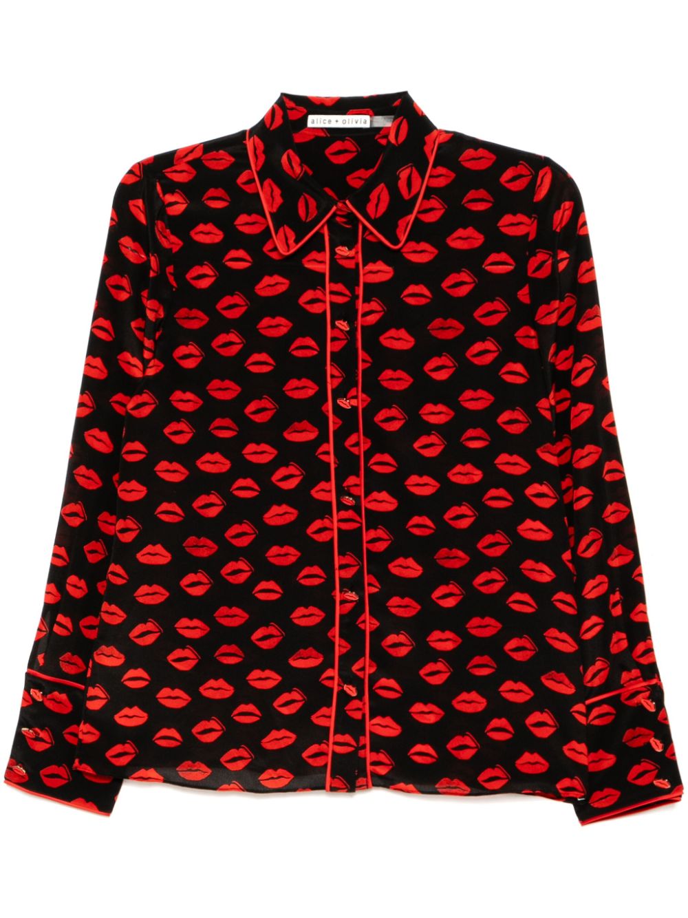 alice + olivia Willa lip-print shirt - Black von alice + olivia