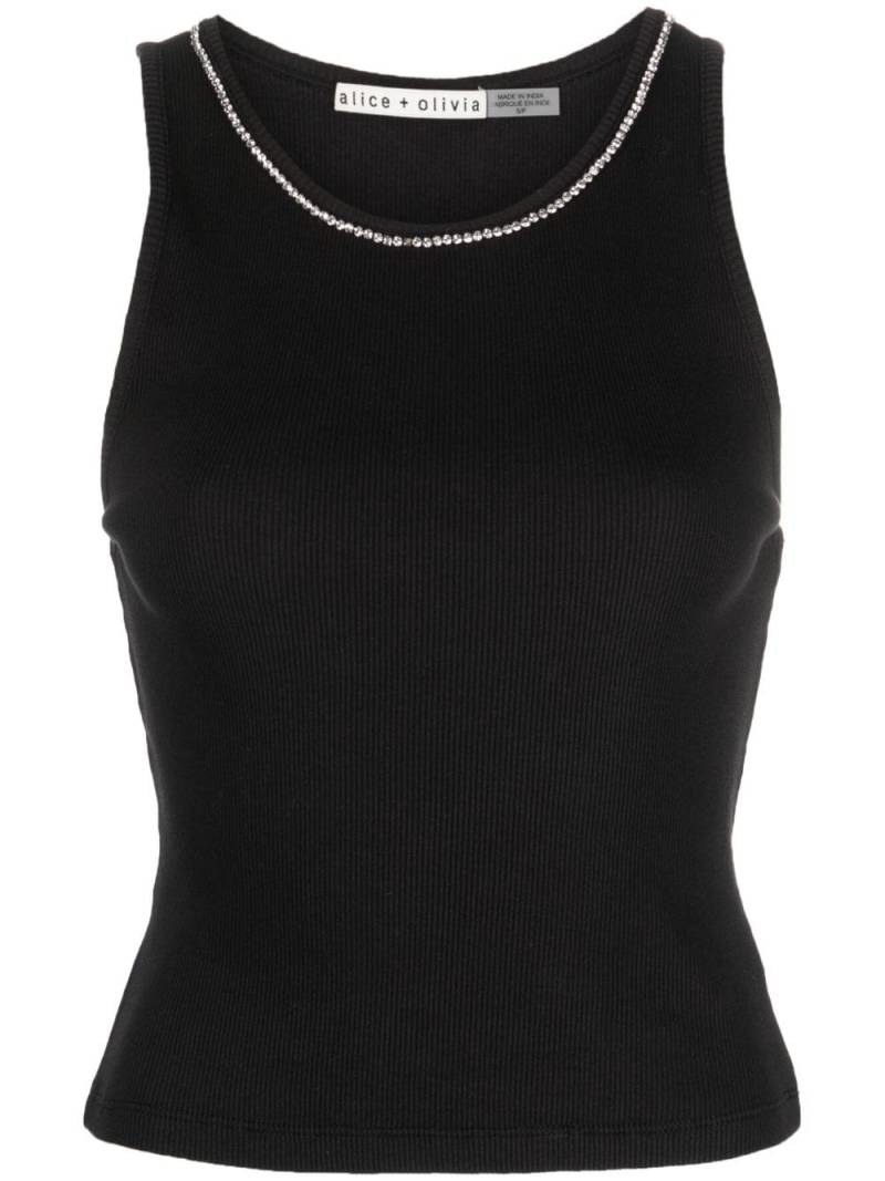 alice + olivia ribbed-knit crystal-embellished top - Black von alice + olivia