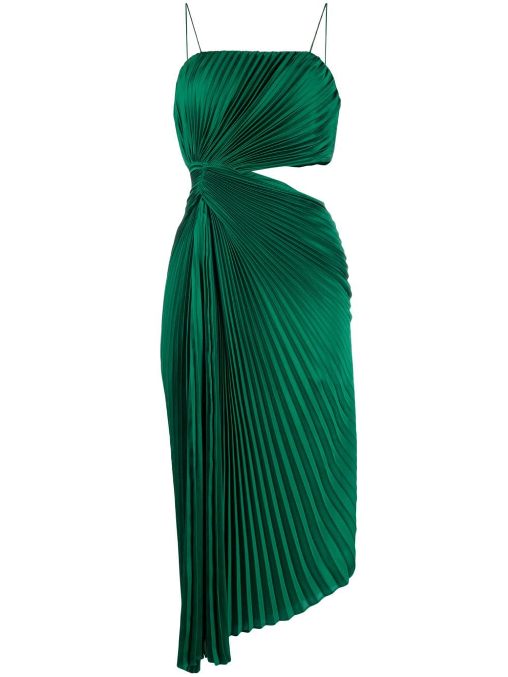 alice + olivia square-neck pleated dress - Green von alice + olivia