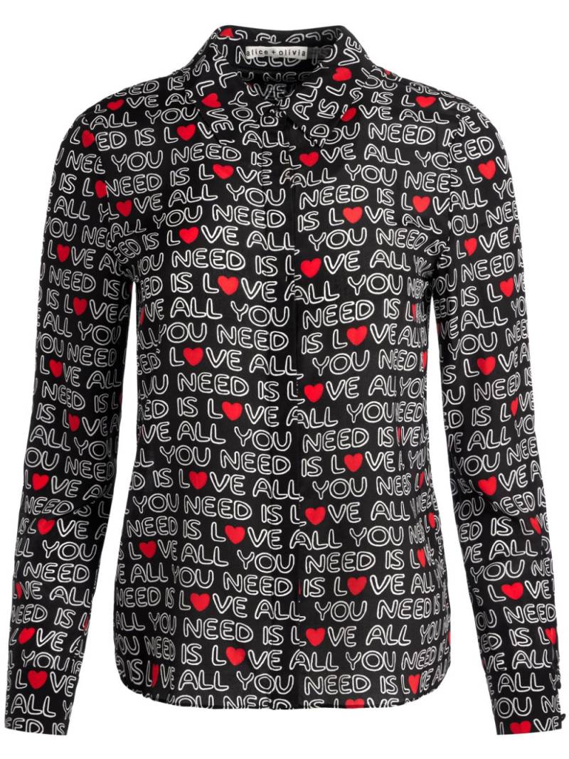 alice + olivia x The Beatles Willa shirt - Black von alice + olivia