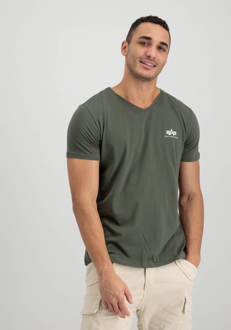 Alpha Industries T-Shirt »Alpha Industries Men - T-Shirts Basic V-Neck T Small Logo« von alpha industries