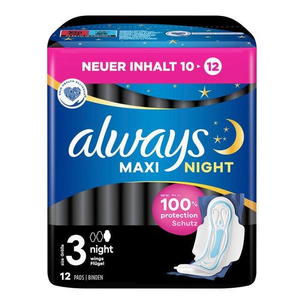 Maxi Night Binden Mit Flügeln (g3) Damen  12 Pezzi von always