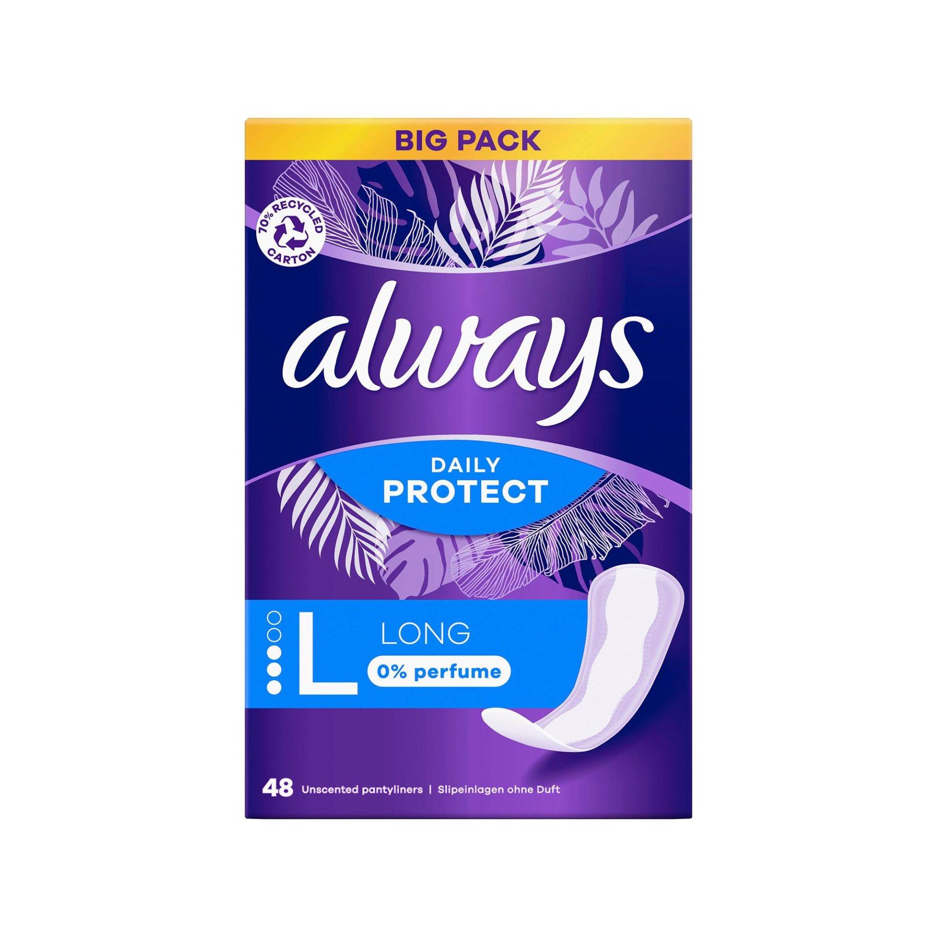 Slipeinlage Daily Protect Long Ohne Duft Bigpack Damen  48STK von always