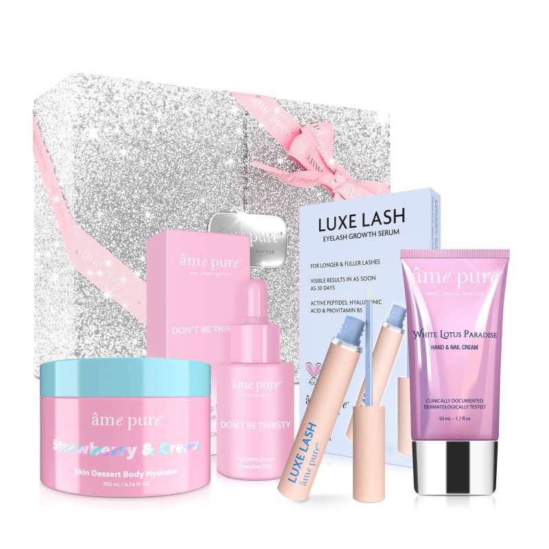 Holiday Glow Geschenkset: Luxe Lash Wimpernserum, Feuchtigkeitsserum Für Das Gesicht, Körpercreme, Handcreme Unisex  ONE SIZE von âme pure