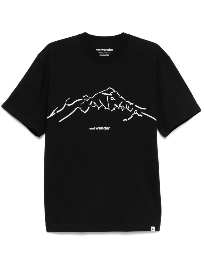 and Wander abstract-print T-shirt - Black von and Wander