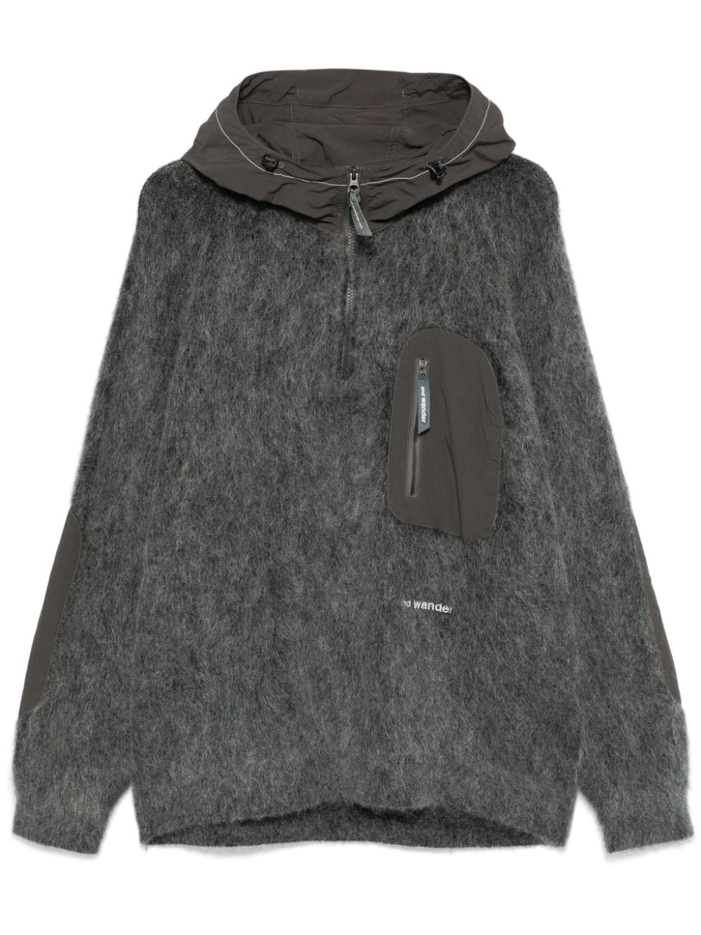 and Wander brushed hoodie - Grey