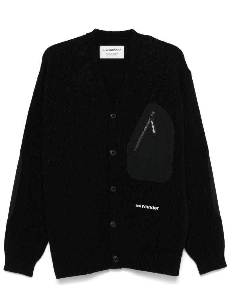 and Wander logo-embroidered cardigan - Black von and Wander