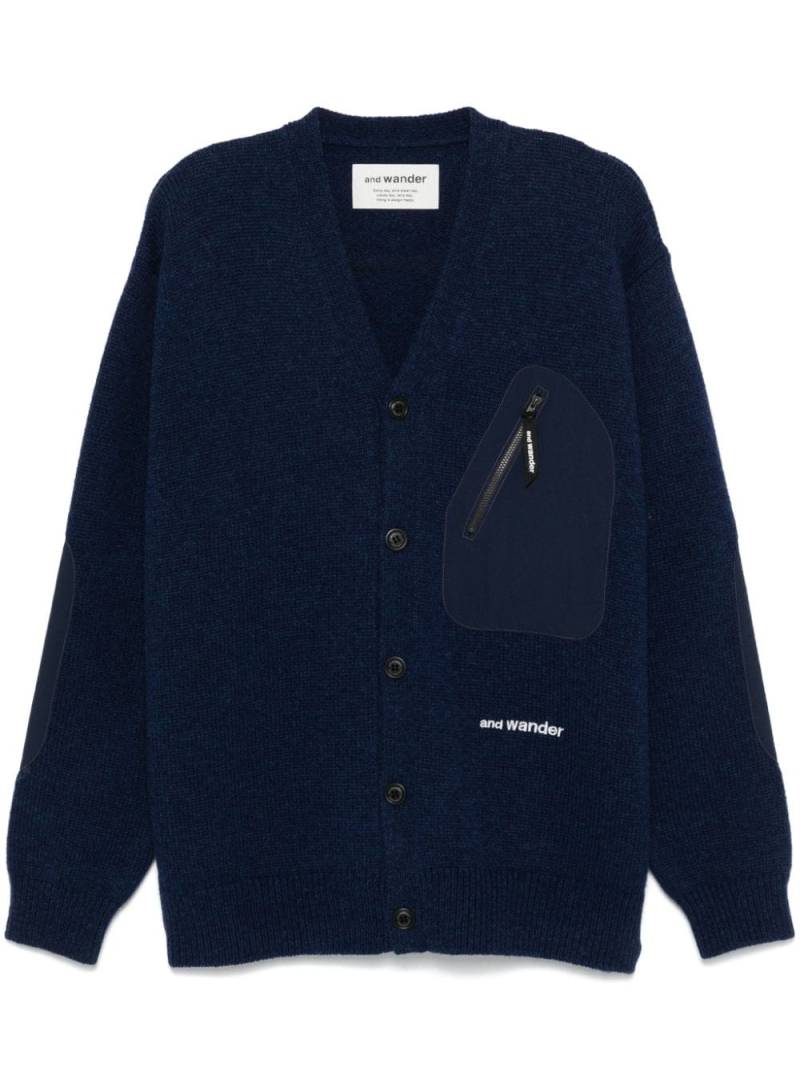 and Wander logo-embroidered cardigan - Blue von and Wander