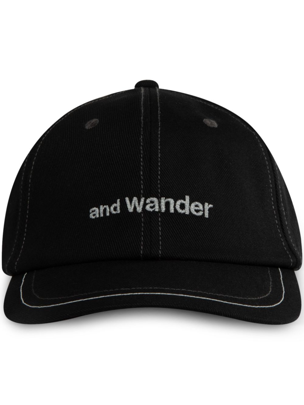 and Wander logo-embroidered corduroy cap - Black von and Wander