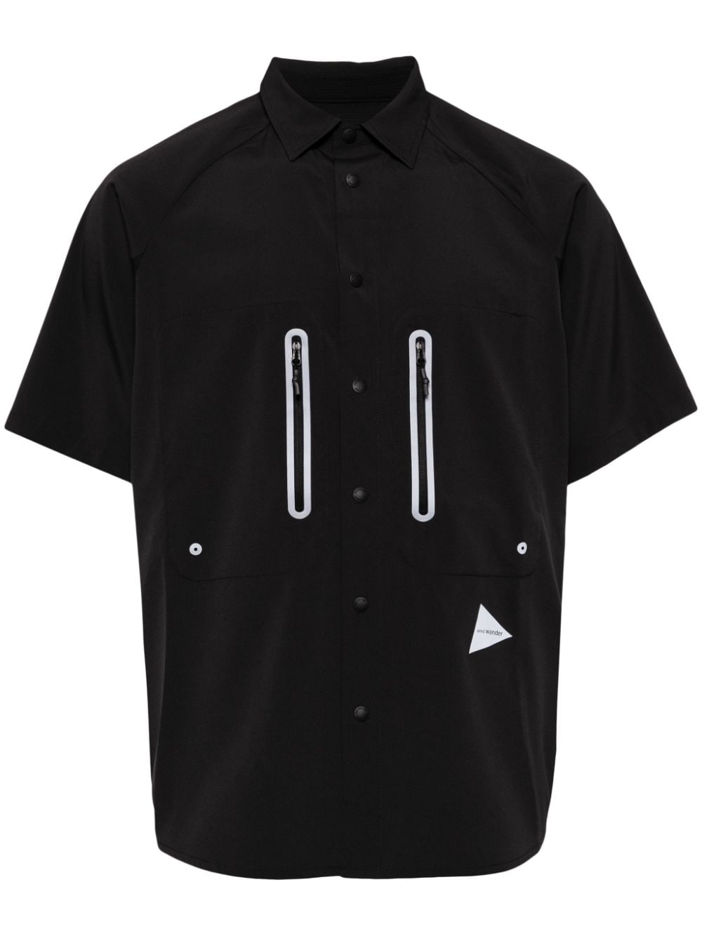 and Wander logo-print panelled shirt - Black von and Wander