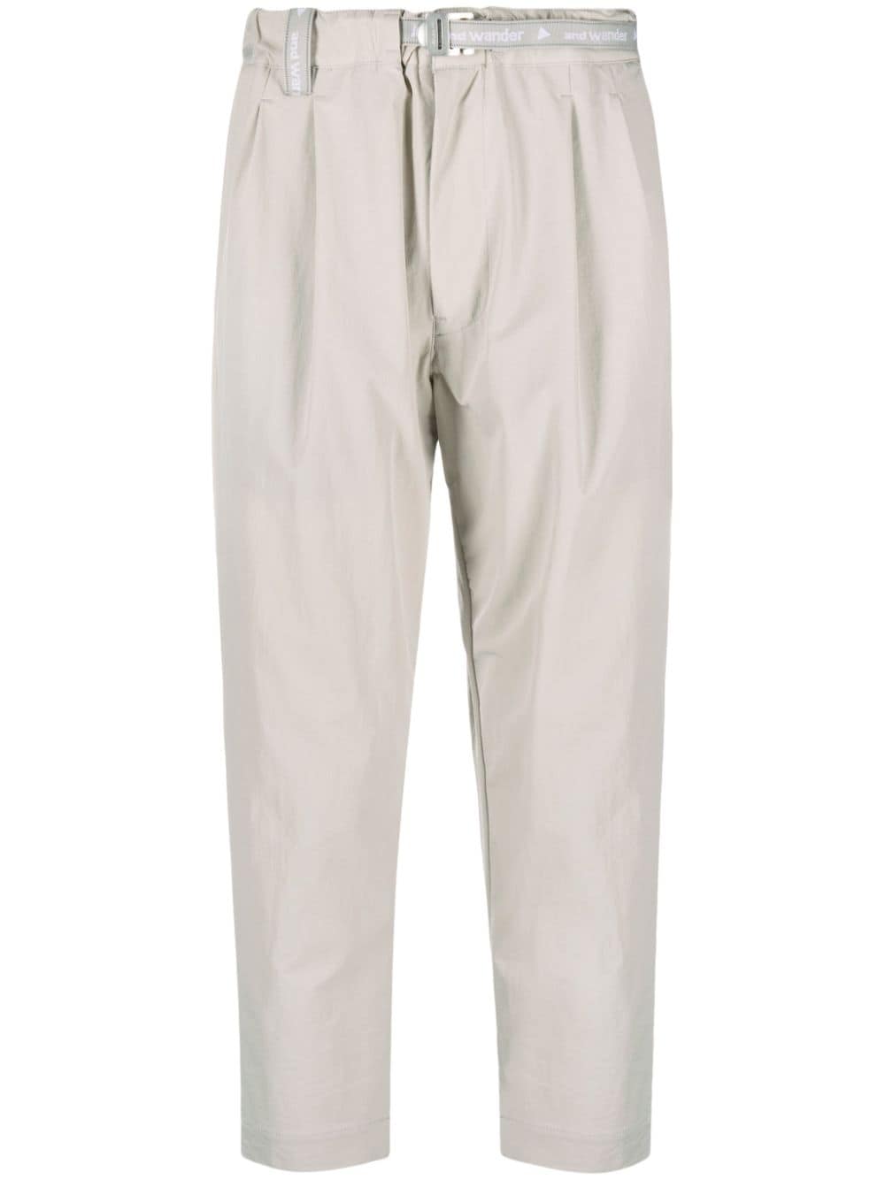 and Wander logo-strap cropped trousers - Grey von and Wander