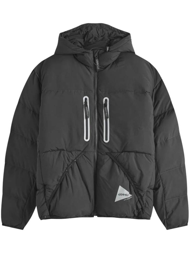 and Wander x Gramicci logo-print puffer jacket - Black von and Wander