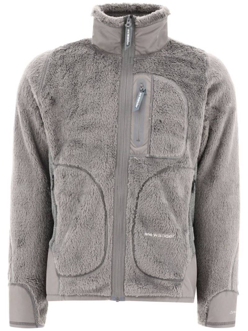 and Wander logo-embroidered fleece jacket - Grey von and Wander