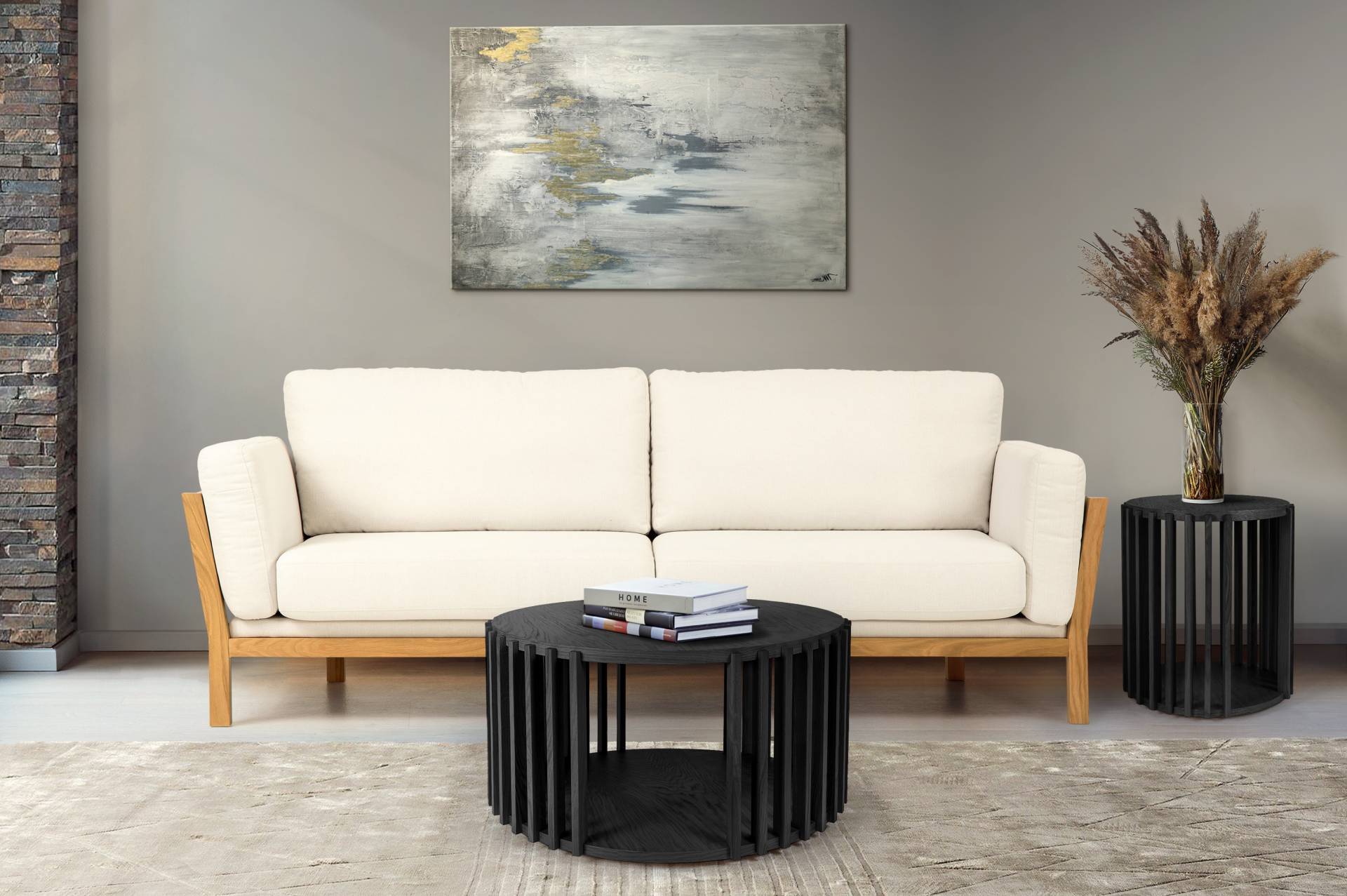 andas Beistelltisch »Drum«, Holzfurnier aus Eiche, Sprossen aus massiver Eiche andas Beistelltisch »Drum«, Holzfurnier aus Eiche, Sprossen aus massiver Eiche von andas