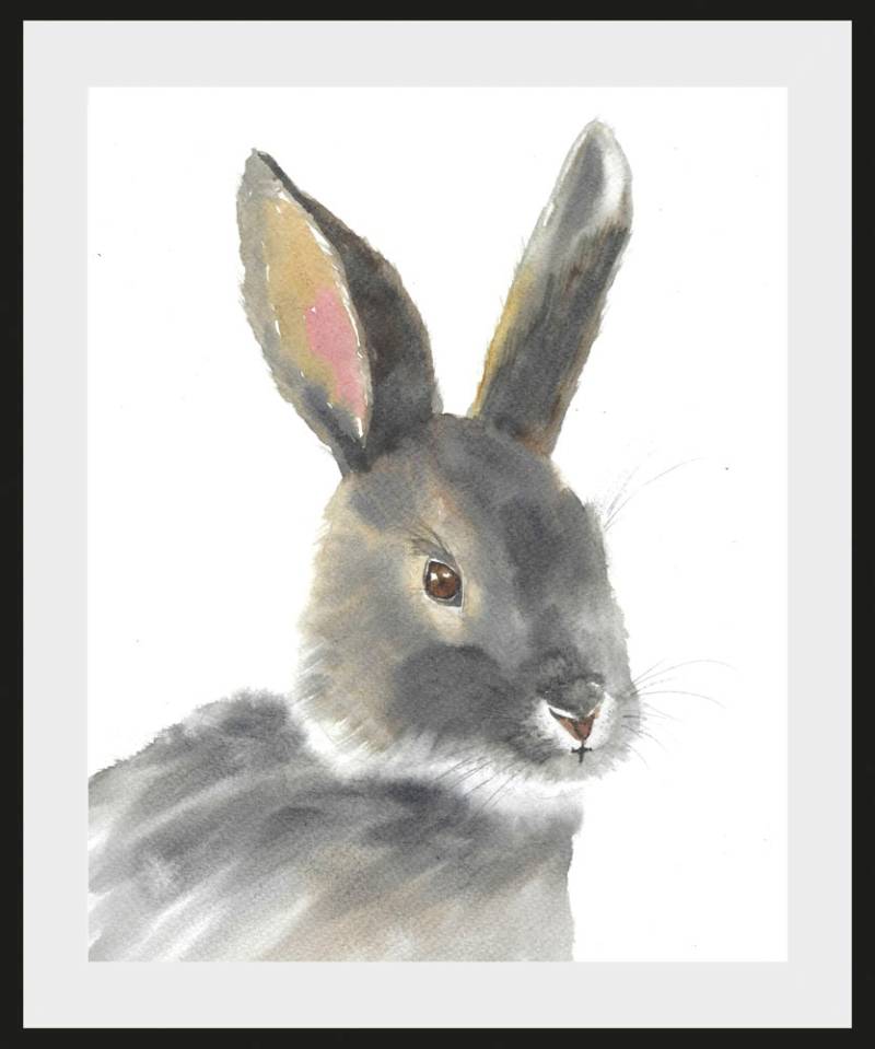 queence Bild »Alexo«, Hase-Hasen-Haustiere-Kunst, (1 St.), HD Premium Poster-Druck inkl. Holzrahmen von queence