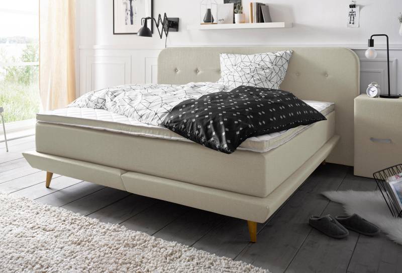 andas Boxspringbett »Premium«, Steppung mit Knopfheftung, inkl. Topper von andas