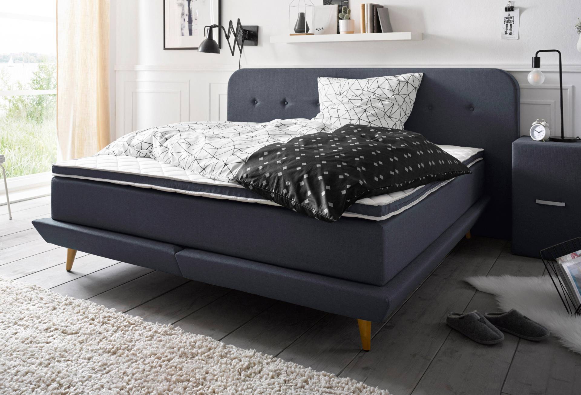 andas Boxspringbett »Premium«, Steppung mit Knopfheftung, inkl. Topper von andas