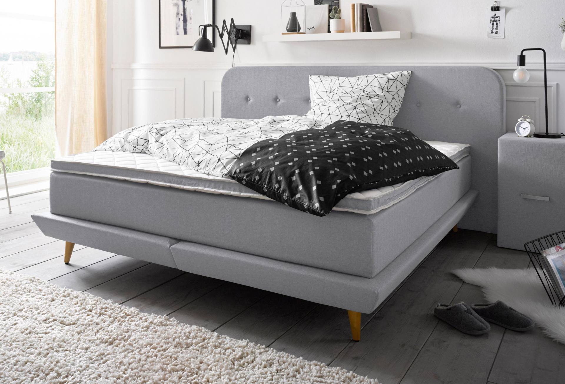 andas Boxspringbett »Premium«, Steppung mit Knopfheftung, inkl. Topper von andas