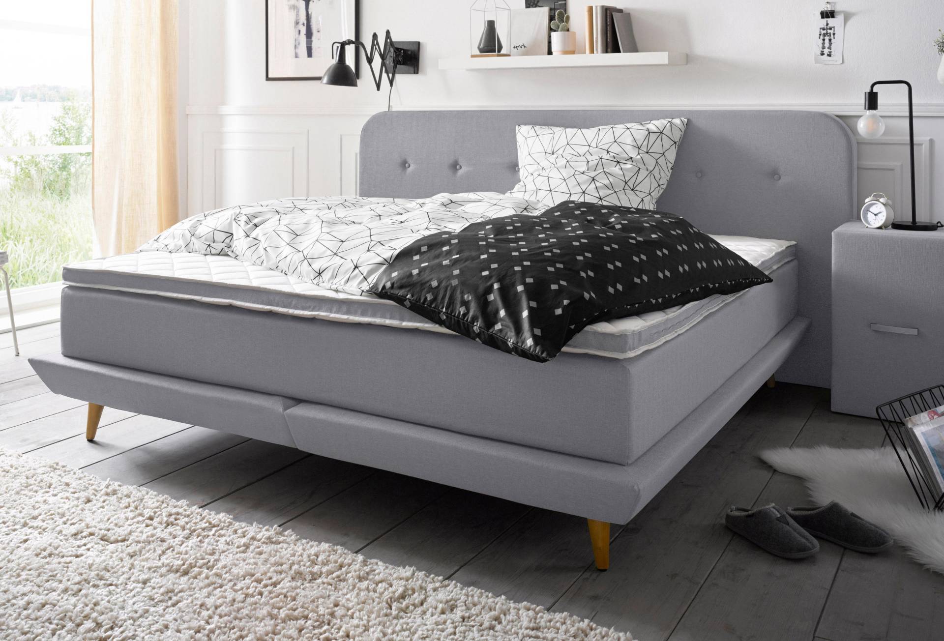 andas Boxspringbett »Premium«, Steppung mit Knopfheftung, inkl. Topper von andas