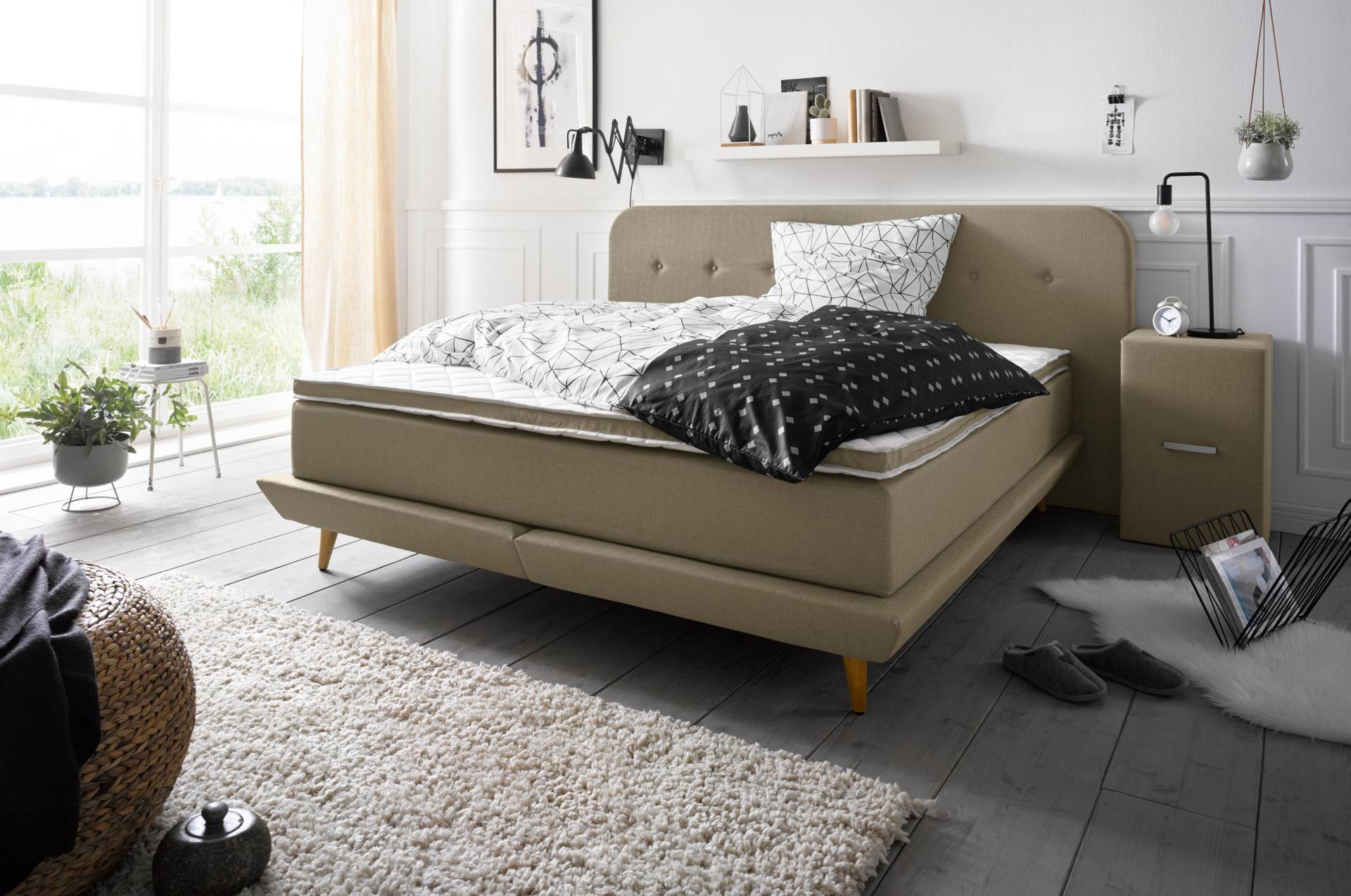 andas Boxspringbett »Premium«, Steppung mit Knopfheftung, inkl. Topper von andas