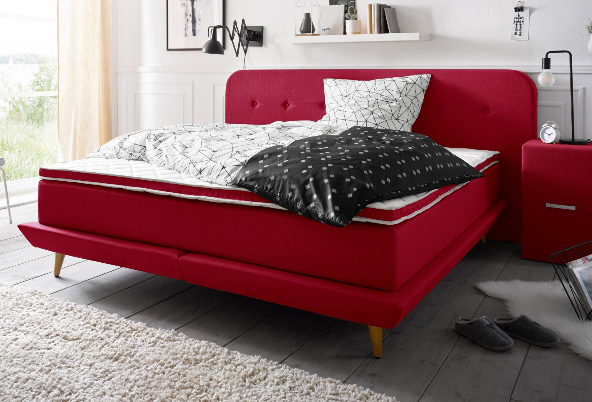 andas Boxspringbett »Premium«, Steppung mit Knopfheftung, inkl. Topper von andas