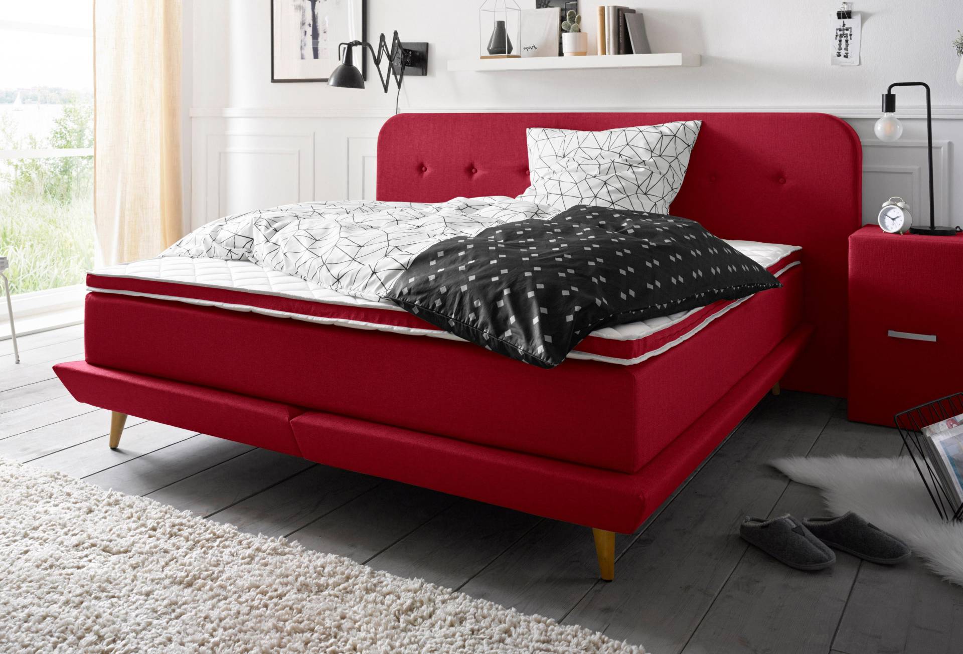 andas Boxspringbett »Premium«, Steppung mit Knopfheftung, inkl. Topper von andas