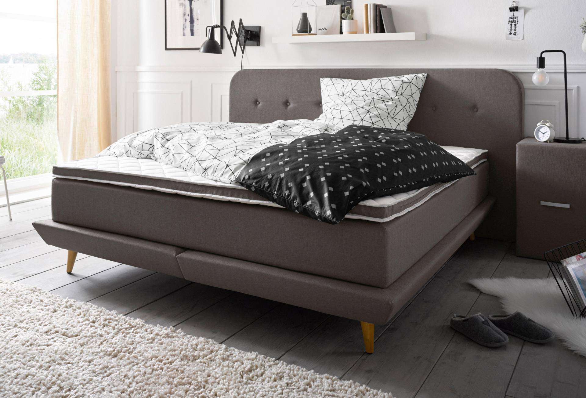 andas Boxspringbett »Premium«, Steppung mit Knopfheftung, inkl. Topper von andas