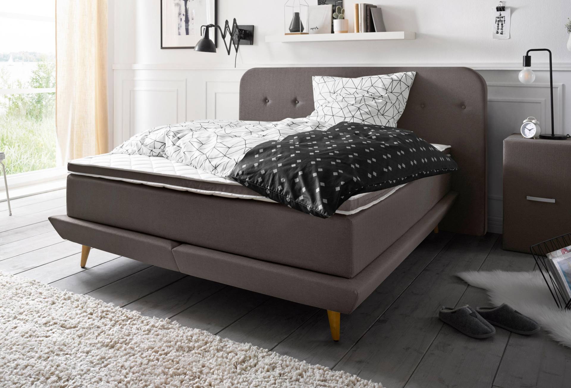 andas Boxspringbett »Premium«, Steppung mit Knopfheftung, inkl. Topper von andas