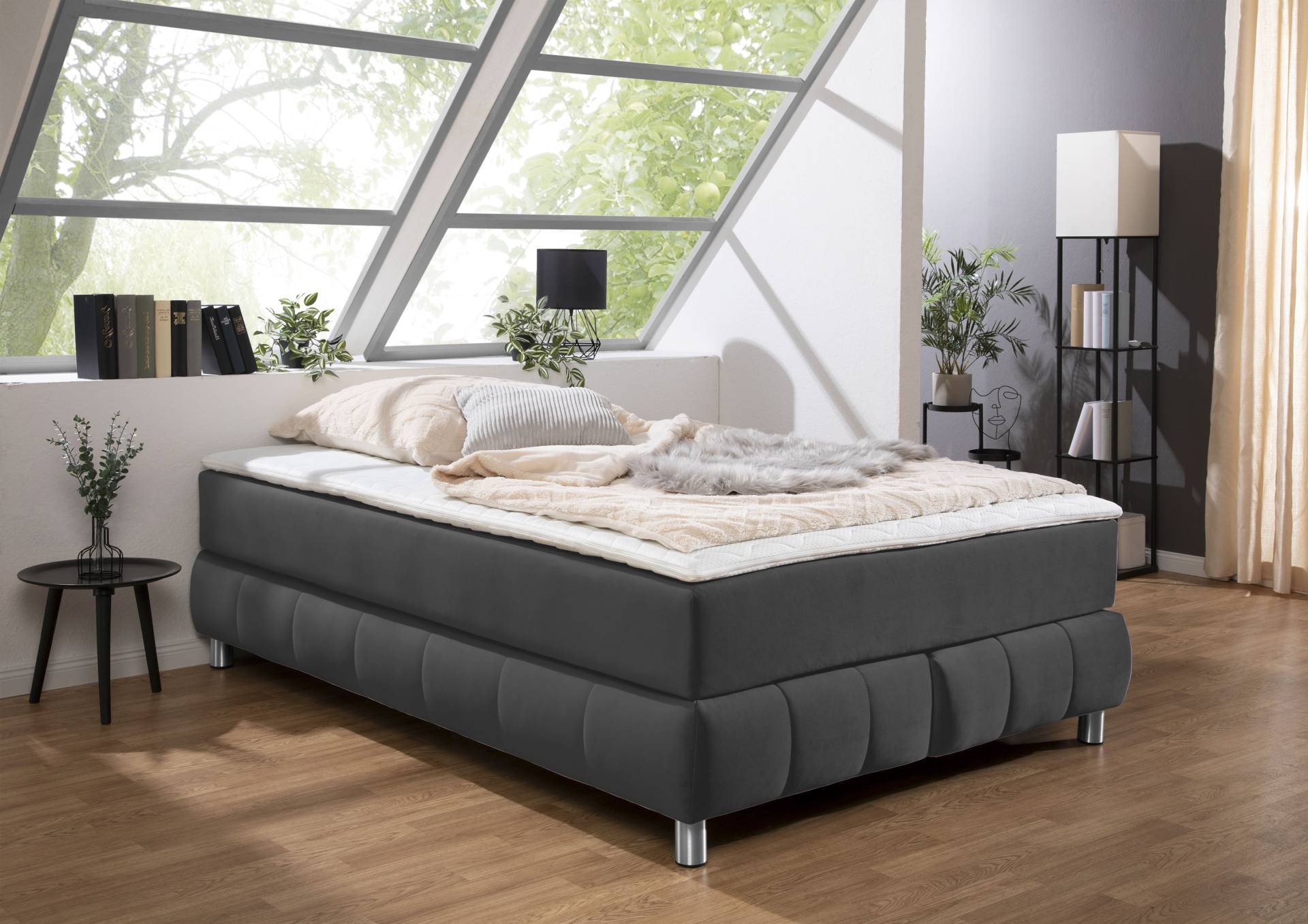 andas Boxspringbett »Salo«, Ohne Kopfteil, inkl. Topper, auch in Überlänge 220 cm von andas