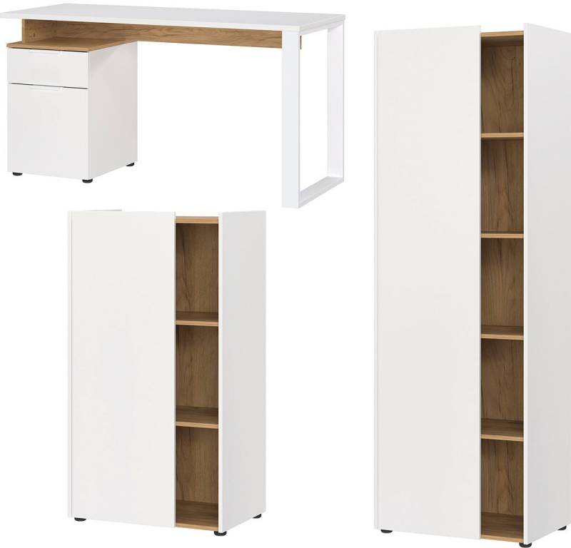 andas Büromöbel-Set »Njavve bestehend aus Schreibtisch«, (3 tlg.), mit Container und 2 Aktenschränken, Made in Germany von andas