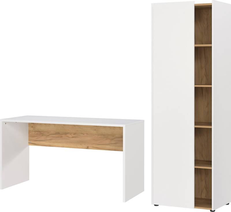 andas Büromöbel-Set »Njavve bestehend aus Wangenschreibtisch«, (2 tlg.), und hoher Aktenschrank (Höhe 188 cm), Made in Germany von andas