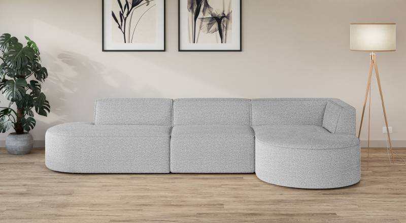 andas Ecksofa »Ecksofa EIVIND mit Ottomane rechts/links, Masse: B/H/T 343/159/72 cm«, L-Form mit Wellenunterfederung, auch in Feincord und Bouclé von andas