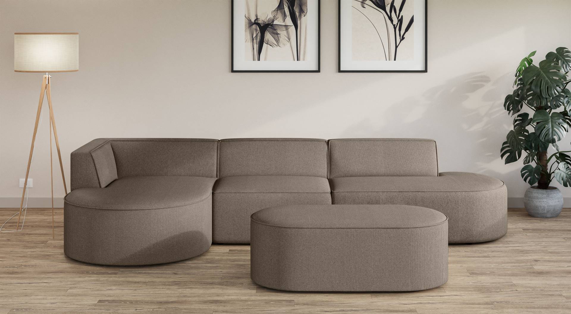 andas Ecksofa »Ecksofa EIVIND mit Ottomane rechts/links, Masse: B/H/T 343/159/72 cm«, L-Form mit Wellenunterfederung, auch in Feincord und Bouclé andas Ecksofa »Ecksofa EIVIND mit Ottomane rechts/links, Masse: B/H/T 343/159/72 cm«, L-Form mit Wellenunterfederung, auch in Feincord und Bouclé von andas