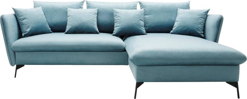 andas Ecksofa »LIVORNO,258 cm, L-Form,«, Schlaffunktion u. Bettkasten (139/224cm), Samt, Struktur, Webstoff von andas