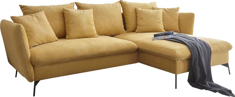 andas Ecksofa »LIVORNO,258 cm, L-Form,«, Schlaffunktion u. Bettkasten (139/224cm), Samt, Struktur, Webstoff von andas