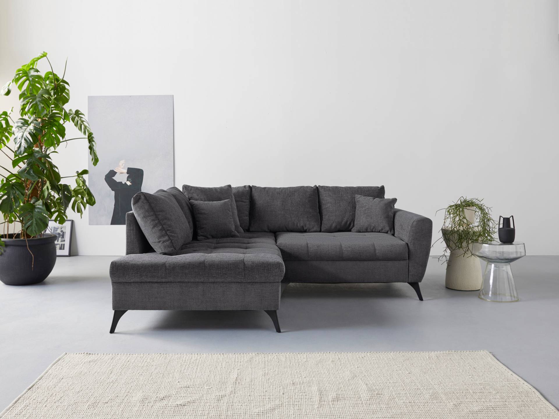 INOSIGN Ecksofa »Lörby L-Form«, auch mit Aqua clean-Bezug, feine Steppung im Sitzbereich, lose Kissen von INOSIGN