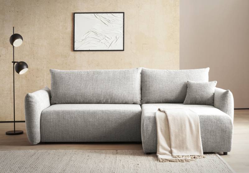 INOSIGN Ecksofa »MAVAS Schlafsofa mit Bettkasten, L-Form,«, ca.257/127cm (Liegefläche 212/145 cm), Cord, Chenille, Struktur von INOSIGN