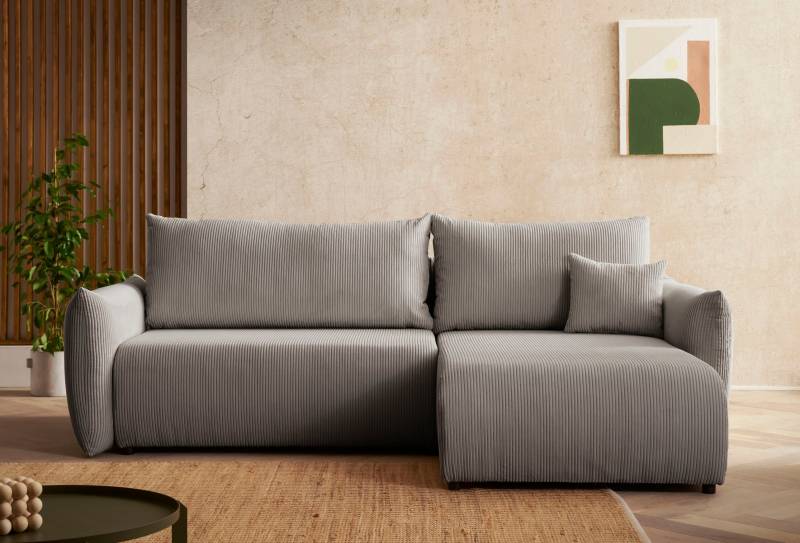 INOSIGN Ecksofa »MAVAS Schlafsofa mit Bettkasten, L-Form,«, ca.257/127cm (Liegefläche 212/145 cm), Cord, Chenille, Struktur von INOSIGN