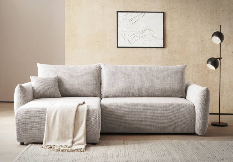 INOSIGN Ecksofa »MAVAS Schlafsofa mit Bettkasten, L-Form,«, ca.257/127cm (Liegefläche 212/145 cm), Cord, Chenille, Struktur von INOSIGN