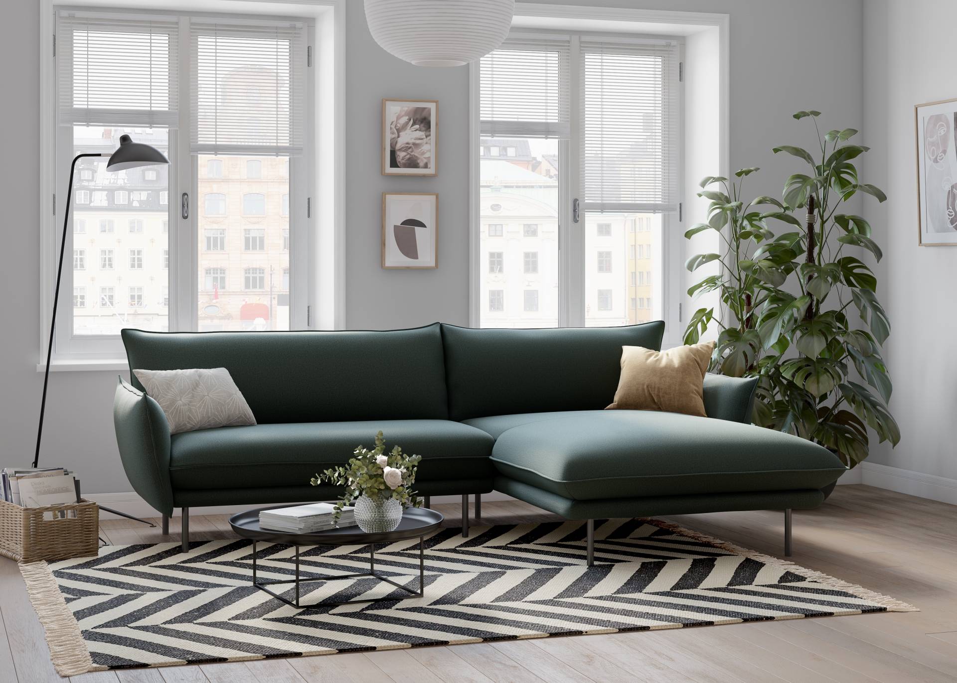 andas Ecksofa »Stine L-Form«, Besonderes Design durch Kissenoptik und Keder, by Morten Georgsen von andas