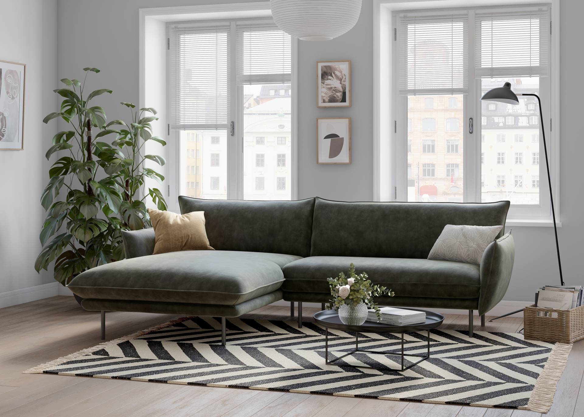 andas Ecksofa »Stine L-Form«, Besonderes Design durch Kissenoptik und Keder, by Morten Georgsen von andas