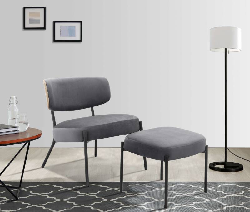 andas Loungesessel »Lovberg in Cord und Easycare-Bezug«, eleganter Sessel mit Hocker von andas