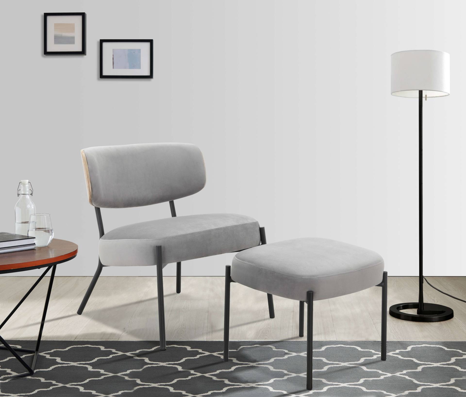 andas Loungesessel »Lovberg in Cord und Easycare-Bezug«, eleganter Sessel mit Hocker von andas