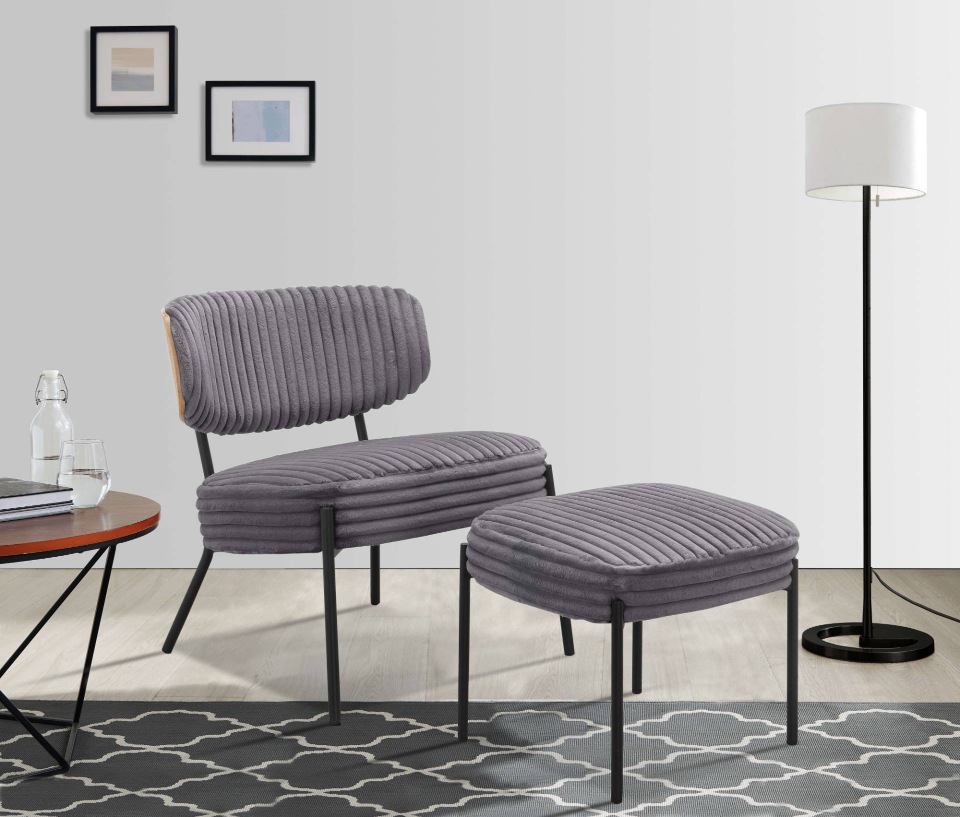 andas Loungesessel »Lovberg in Cord und Easycare-Bezug«, eleganter Sessel mit Hocker von andas