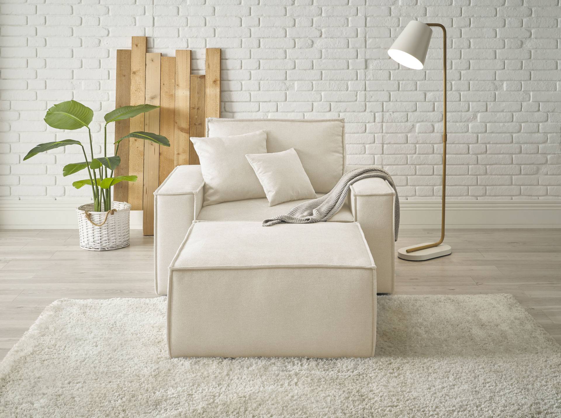 andas Loveseat »Finnley«, (2 St.), Loveseat und Hocker im Set, passend zur Polster-Serie Finnley von andas