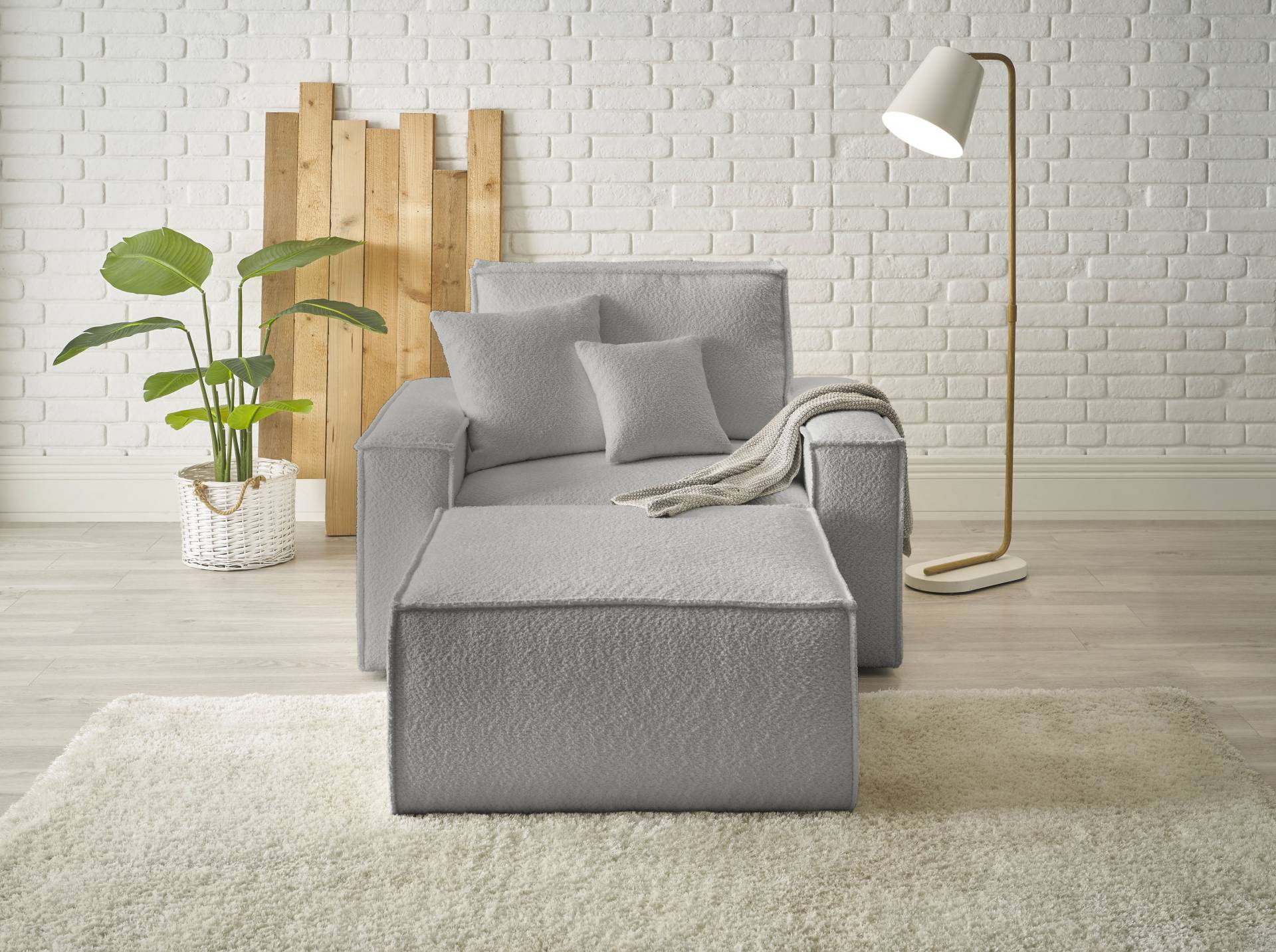 andas Loveseat »Finnley«, (2 St.), Loveseat und Hocker im Set, passend zur Polster-Serie Finnley von andas