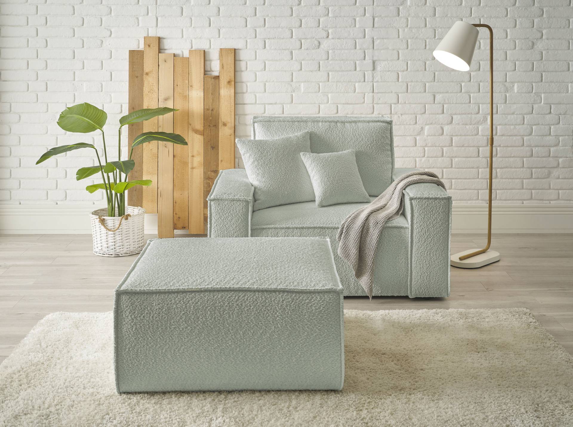 andas Loveseat »Finnley«, (2 St.), Loveseat und Hocker im Set, passend zur Polster-Serie Finnley von andas