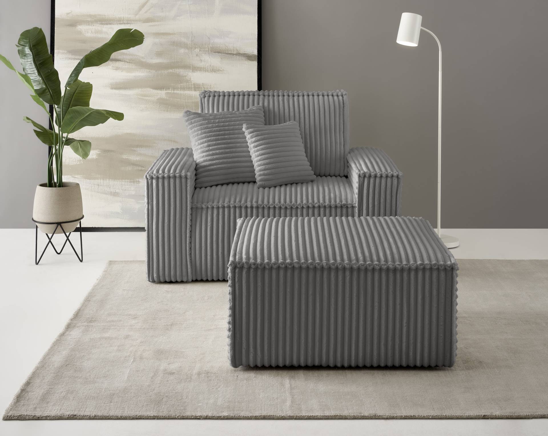 andas Loveseat »Finnley«, (2 St.), Loveseat und Hocker im Set, passend zur Polster-Serie Finnley von andas